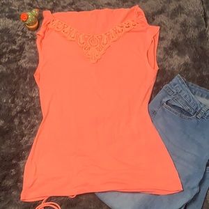 🎉 No Boundaries Sleeveless Neon Coral Top L